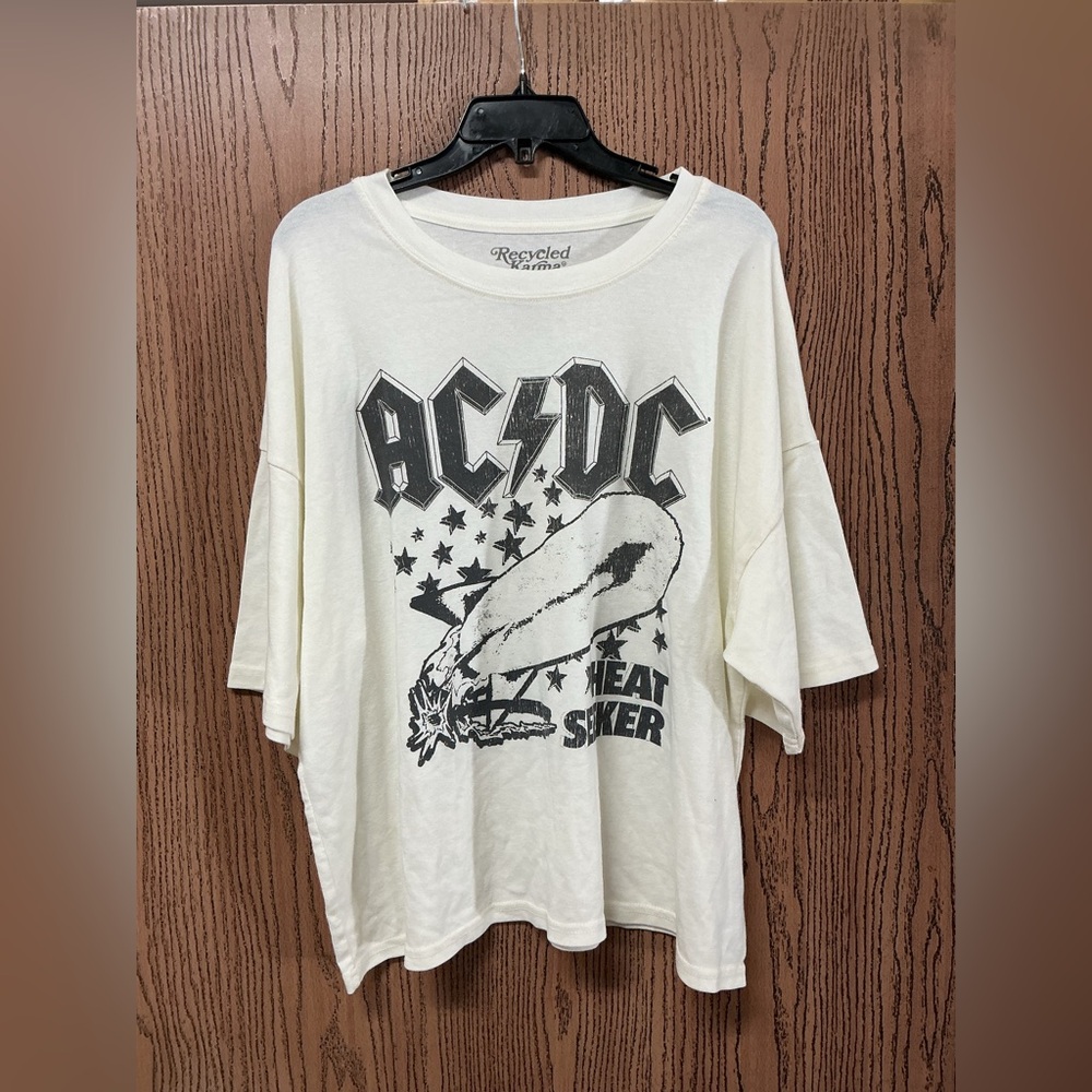 Recycled Karma White AC/DC Graphic Sweatshirt